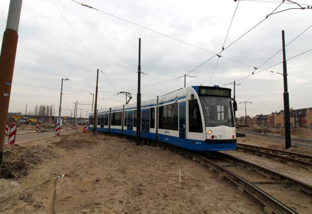 Tramlijn 9 opgebroken